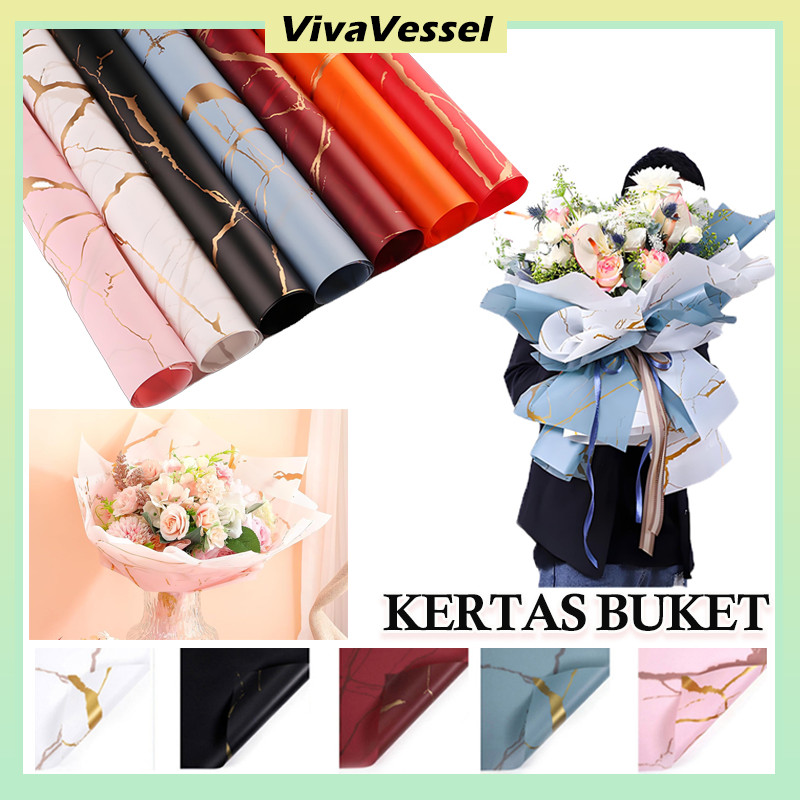 

Kertas Cellophane Paper Kertas Cello Buket Bunga/WeddingFlower Wrapping Marmer/ Wrapping Paper Motif Marble