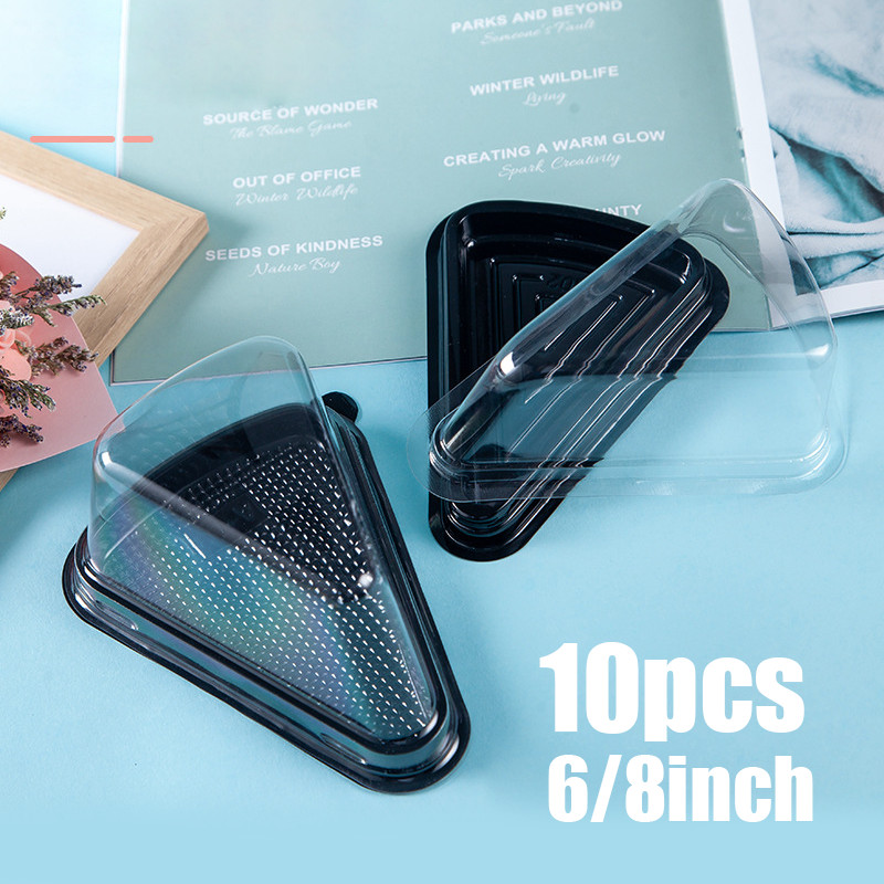 【New Arrivals】10pcs Mika Kue Segitiga 6/8inch / Tray Potong Kue Mini untuk Tart Bolu