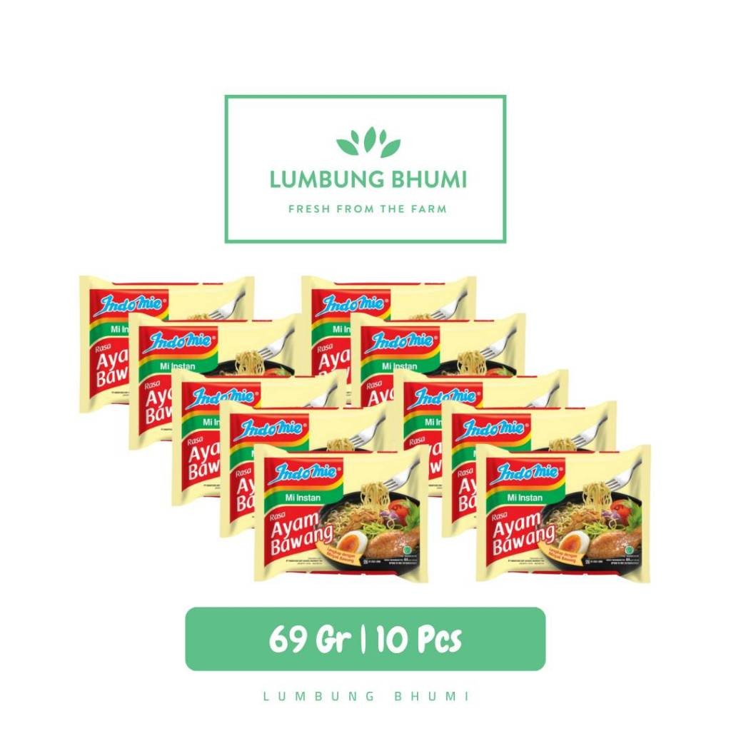 

INDOMIE Mi Ayam Bawang 69 Gr GROSIR 10 Pcs - Lumbung Bhumi