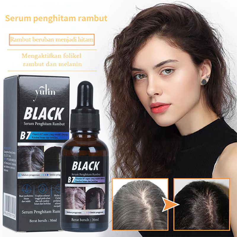 Yulin Serum Penghitam Rambut Uban Ampuh Permanen Obat Uban Alami Herbal Nutrisi Akar Ekstrak Ginseng