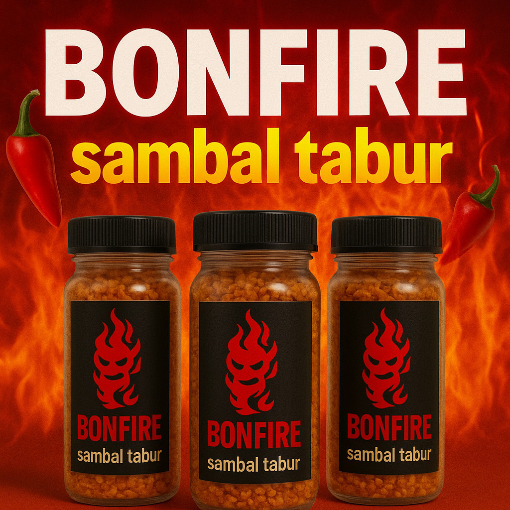 

BONFIRE 1 Botol All Varian Sambal Tabur Kering Pedas Nampol Siap Saji Gurih Langsung Santap isi 100g