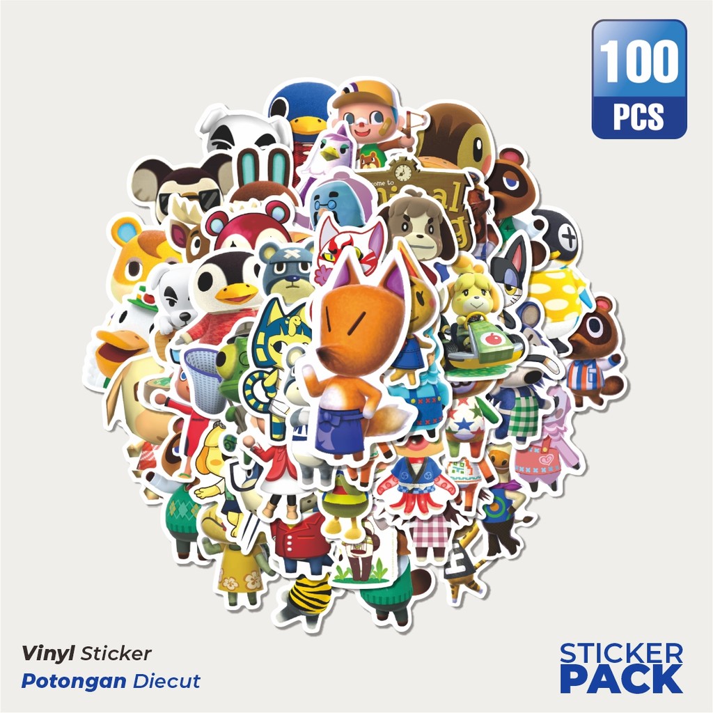 

Stiker Vinyl Stiker Game Animal Crossing Nintendo Char Mix 1Waterproof Aesthetic- Untuk Laptop, Motor, dan Helm - Paper Stationery Pack