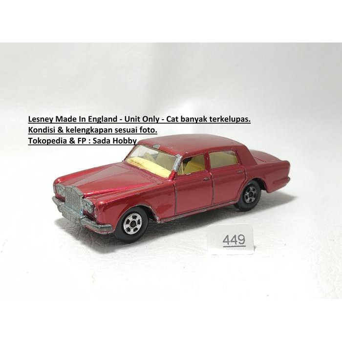 AD99 Diecas Vintage Matchbox Lesney Rolls Royce Silver Shadow Merah England Unit Only