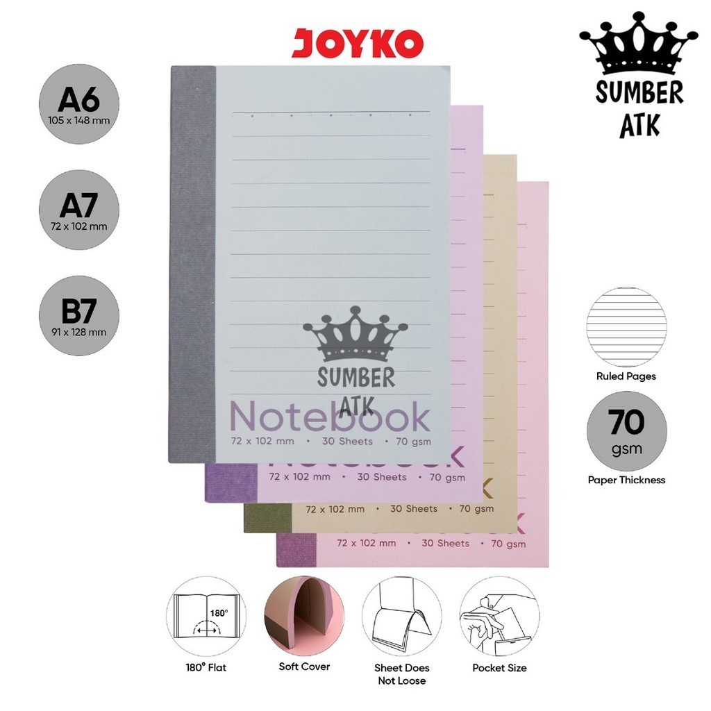 

Buku Tulis Catatan Bergaris Ruled Notebook Joyko NB-733 A7 B7 A6