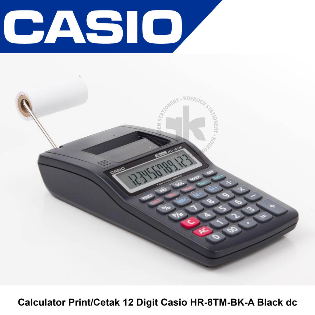 

Casio Calculator Print/Cetak 12 Digit HR-8TM-BK-A Black dc