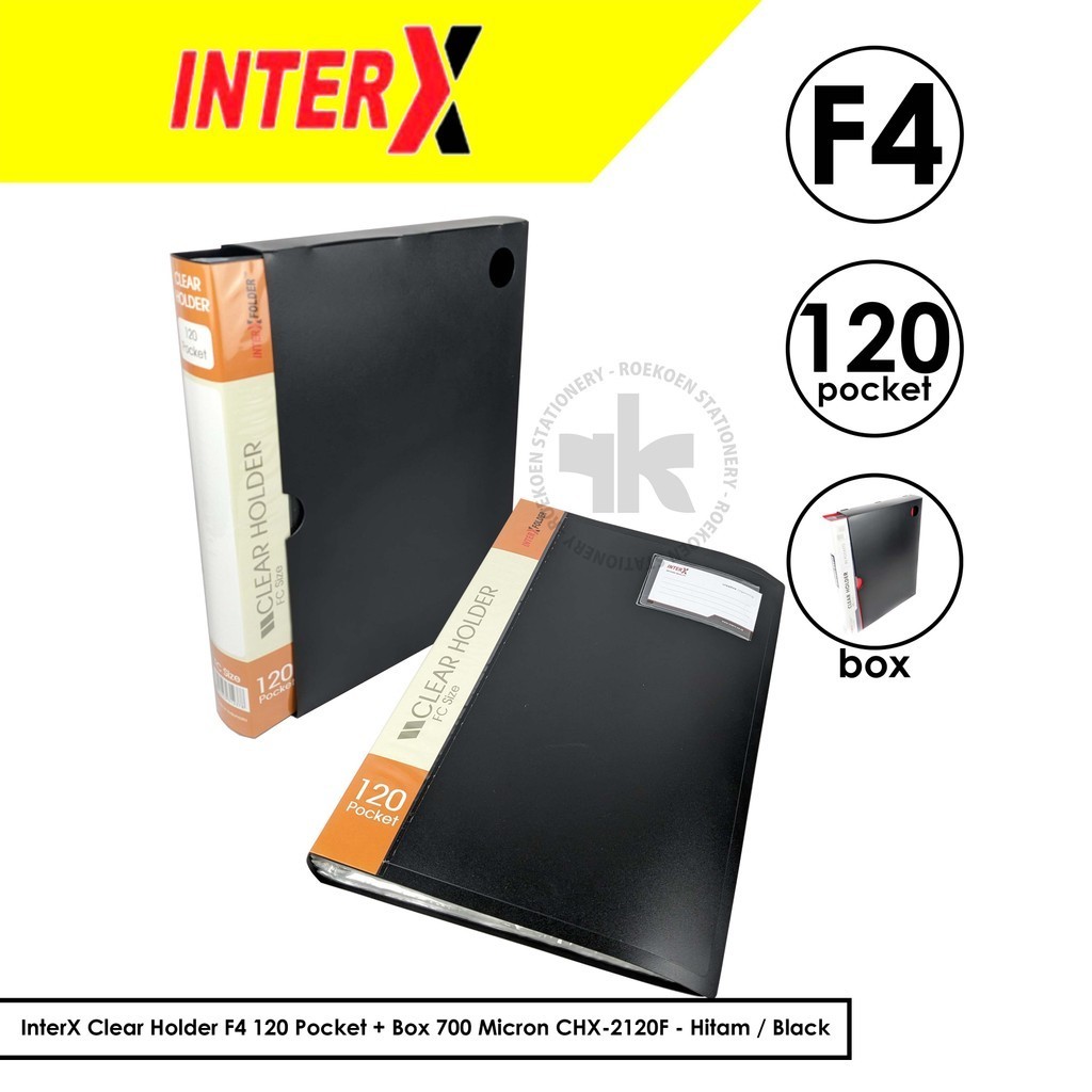 

InterX Clear Holder F4 120 Pocket + Box 700 Micron CHX-2120F - Hitam / Black