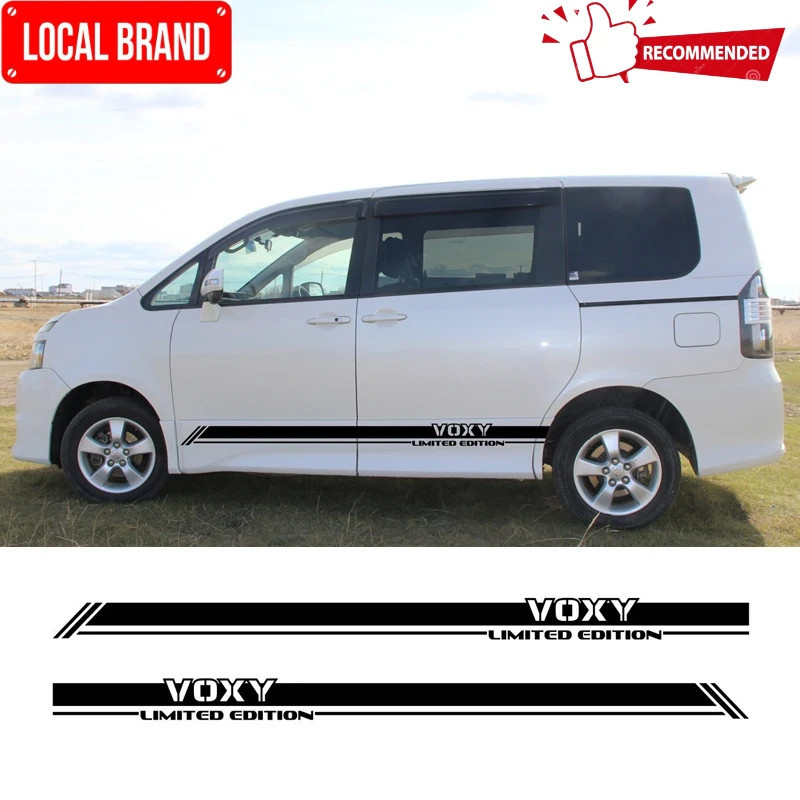 2 pcs For Toyota VOXY MVP Sport Limited Edition Stripes Car Door Side Skirt Sticker Auto Body Decor 
