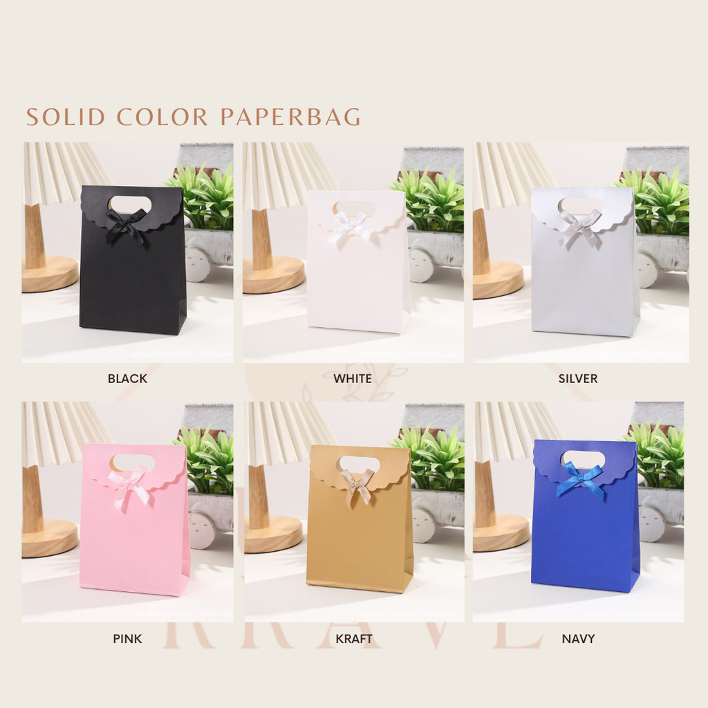 

RUMAH KRAVE - Solid Color Paperbag Polos Kantong Hadiah Pita Tertutup