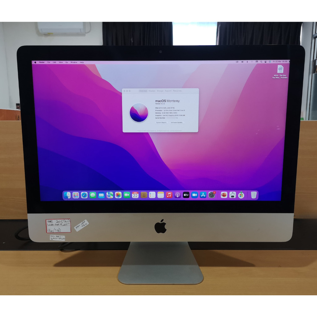 Apple iMac Late 2015 21.5 Inch Dual-Core i5 RAM 8GB/1TB Mulus Second