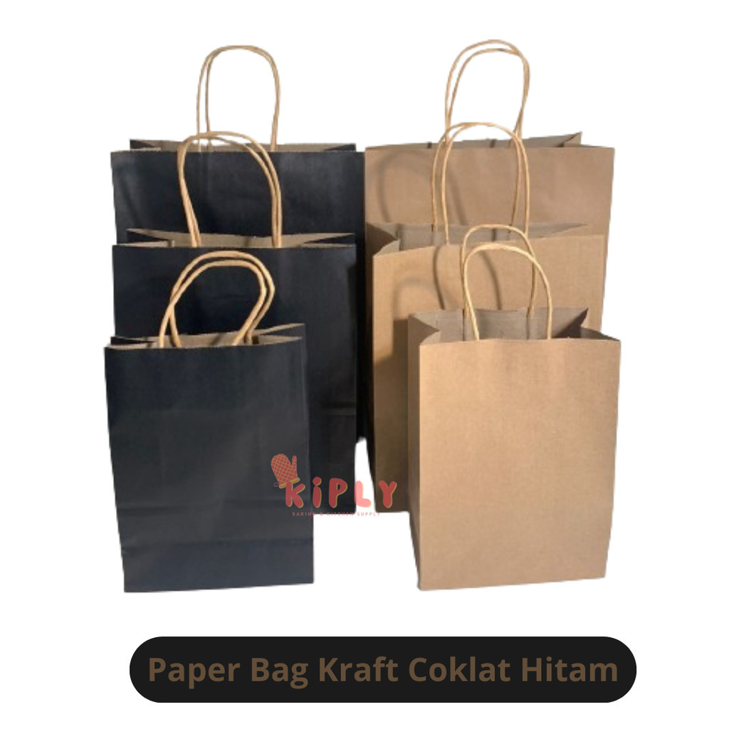 

Paper Bag Kraft Coklat Hitam/Paper bag polos / tas kertas belanja / shoping / kantong souvenir