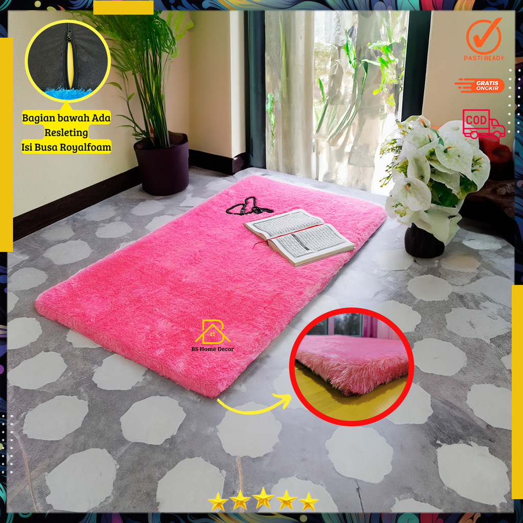 Sajadah bulu rasfur polos ukuran 115 cm x 65 cm isi busa Royall foam/super| sajadah rasfur aesthetic