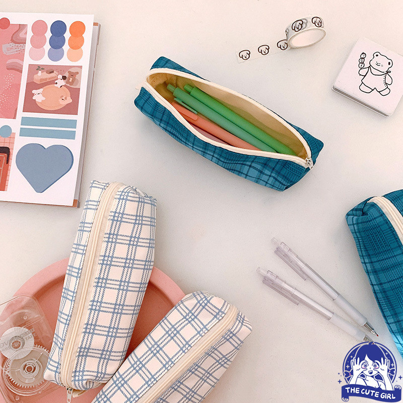 

Tempat Pensil Kotak-Kotak Plaid Pencil Case Korean/pensil box/organization Box- Stazionario