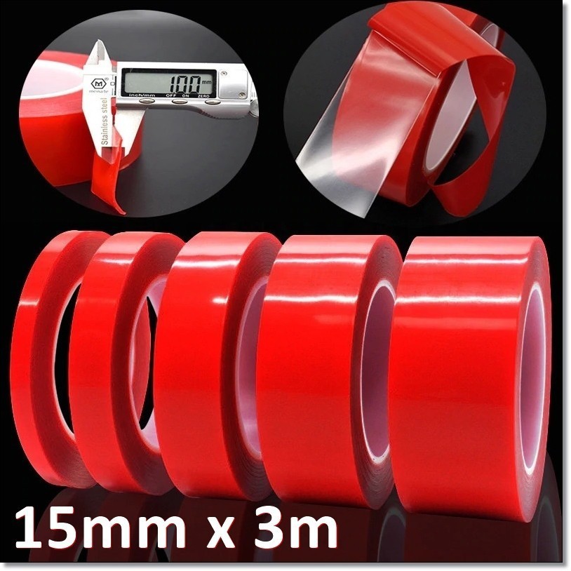 

Hanaiso Perekat Double Tape Double Tip Bening Mobil Rumah Acrylic Transparent No Trace Sticker 15mm x 3m
