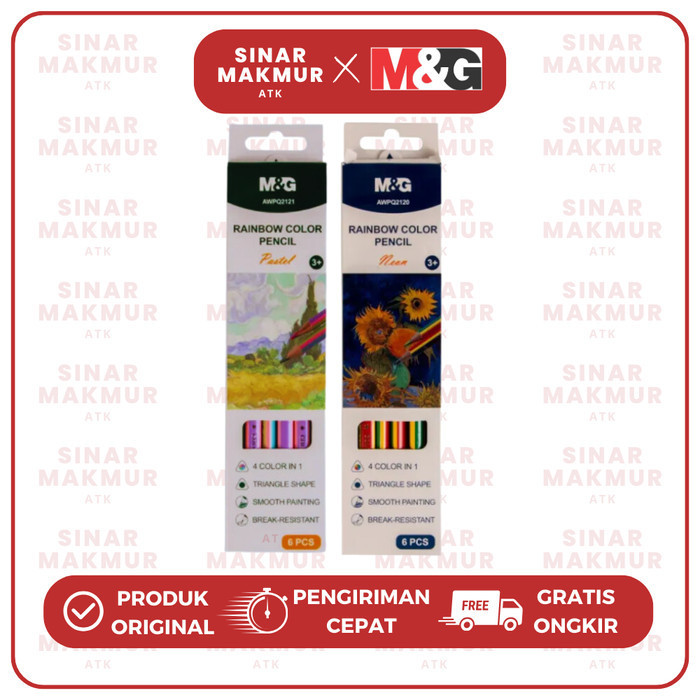 

Pensil Warna/Color Pensil Rainbow Neon/Pastel 4 in 1 Color M&G (Pak)
