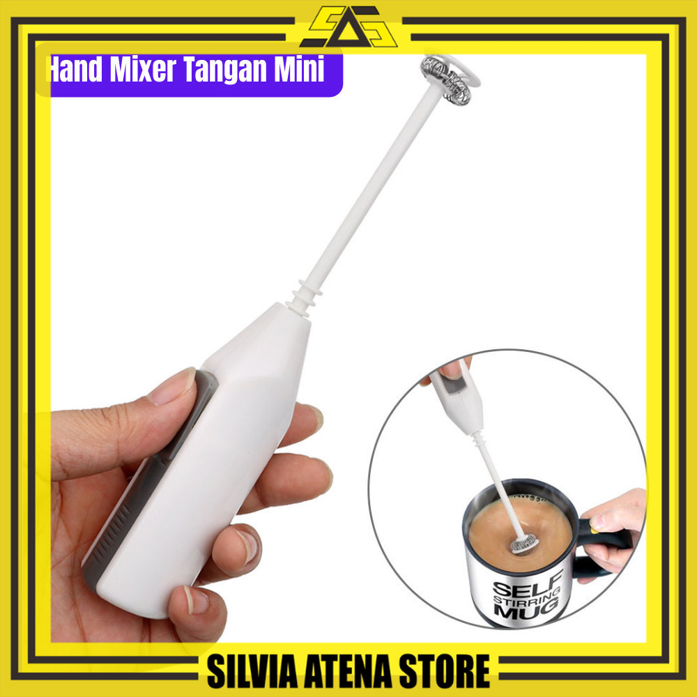 SILVIA ATENA STORE-Hand Mixer Tangan Mini Pengocok Telur Kopi Susu Tenaga Baterai Pembuih Susu Pengo