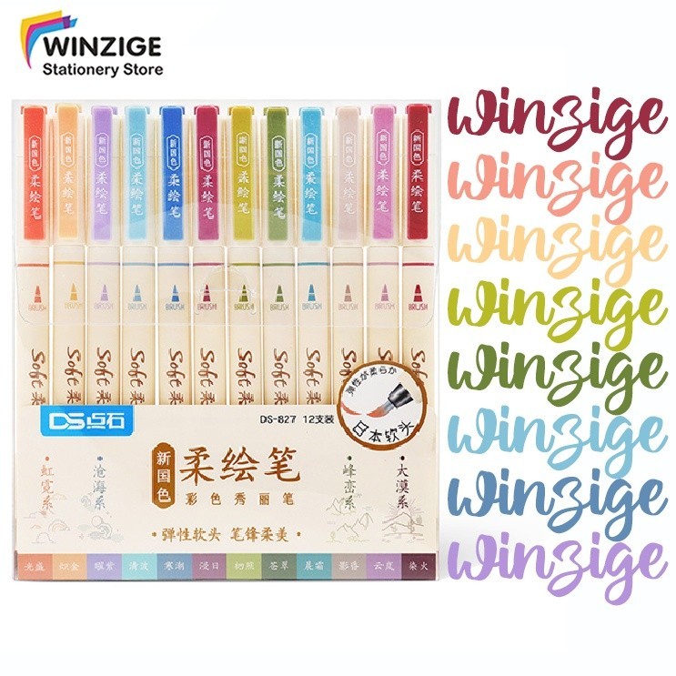 

Surabaya Winzige Set 3 & 12 Soft Brush Sign Pen Calligraphy Pen Aesthetic Brush Lettering Brush Marker Pena Kuas Warna Pulpen Pena Kaligrafi Coloring Markers