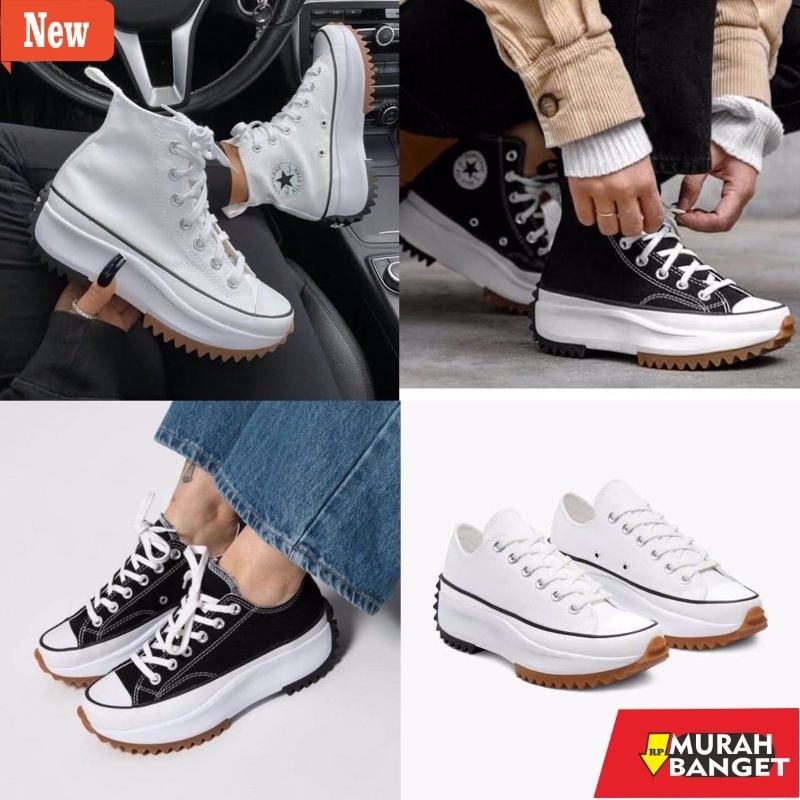 Heels wanita yg lagi viral- Sepatu Converse Run Star Hike 70s High Sneakers Wedges Wanita