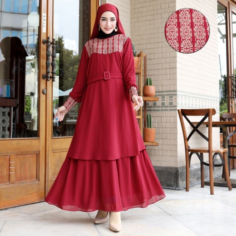 Jakarta Butik -  Gamis Wanita  Bahan Ceruty - Malaysian Bordir