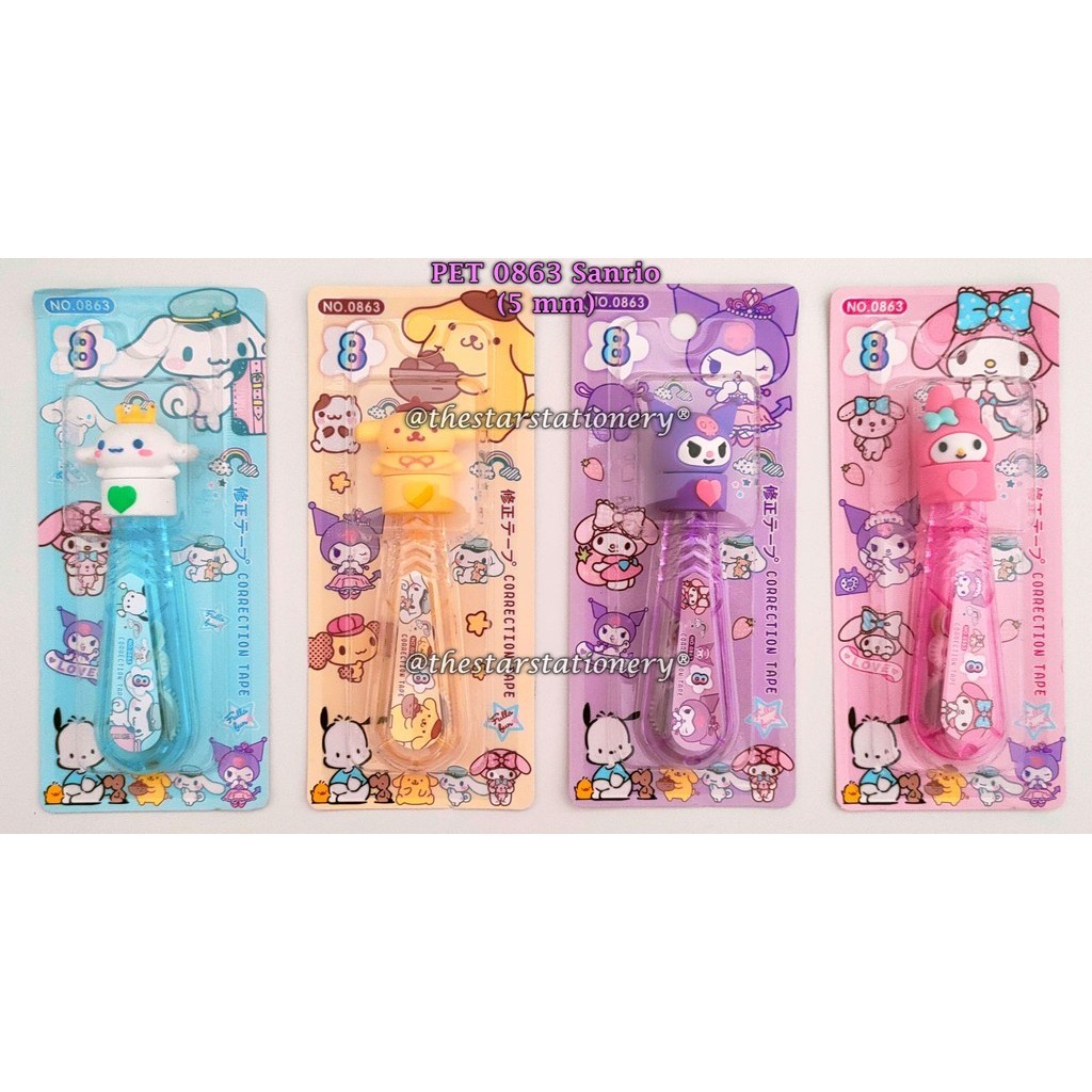 

(1 Biji) Correction Tape PET 0863 Kepala Sanrio (5 mm) / Correction Tape Pita Koreksi PET 0863 / Tip Ex Kertas Sanrio / Tip Ex Roll Karakter Sanrio