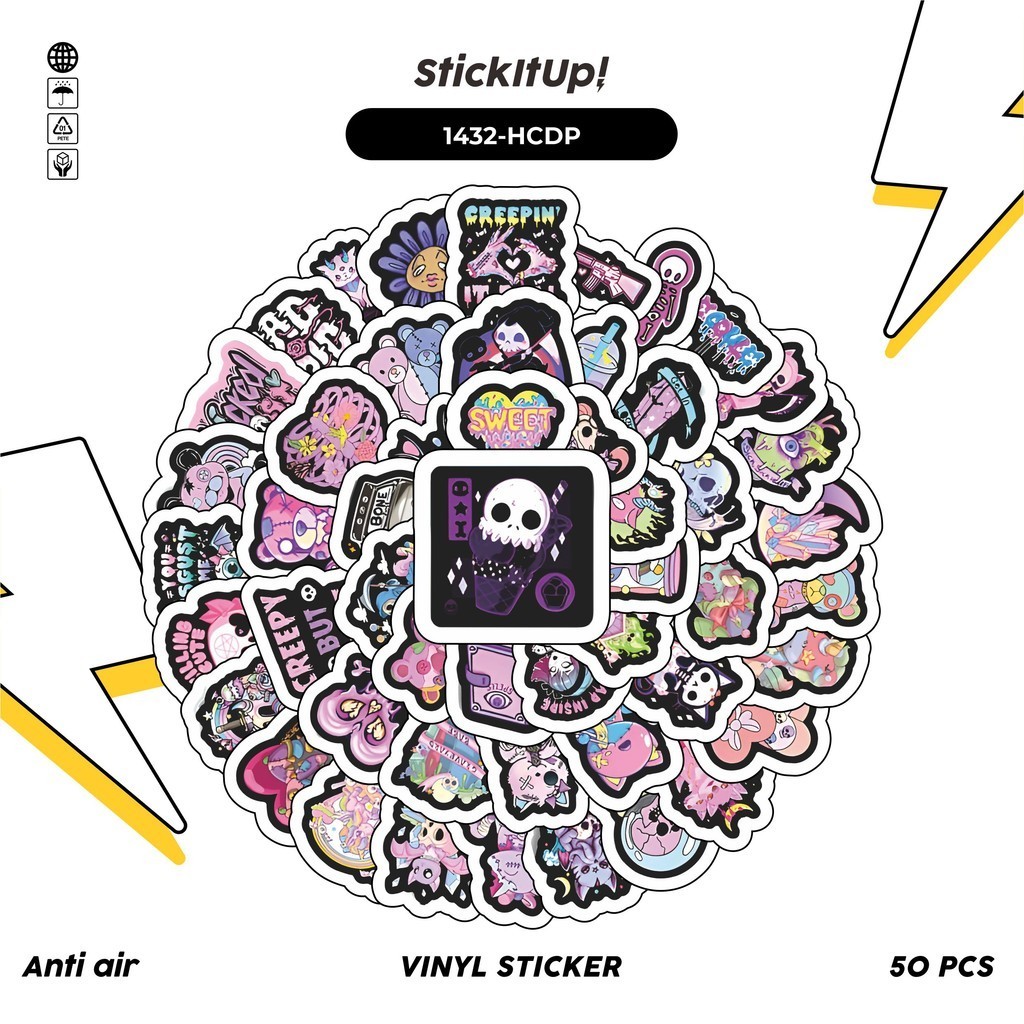 

COD✨ 100 Pcs Stiker Pack Halloween Cartoon Dark Purple Lucu Aesthetic Vynil Waterproof untuk Freebies Sticker Buku Journal Casing HP Laptop