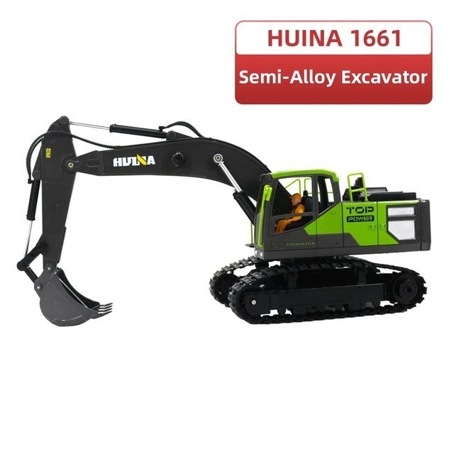 Diecast Miniatur Alat Berat HUINA 1661 RC Excavator Diecast Bucket 11CH 1/18 Scale 2.4Ghz