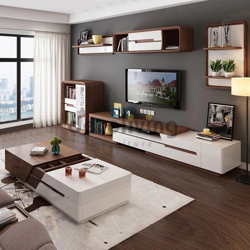 Meja TV Minimalis Paket Pilihan Meja Sofa/Meja TV Atas /Rak Buku Meja TV Panjang Meja TV P 200/150 P