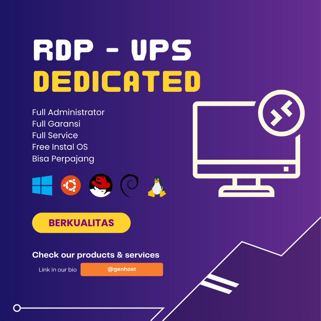 VPS/RDP DEDICATED 32GB FULL ADMINISTRATOR BERGARANSI