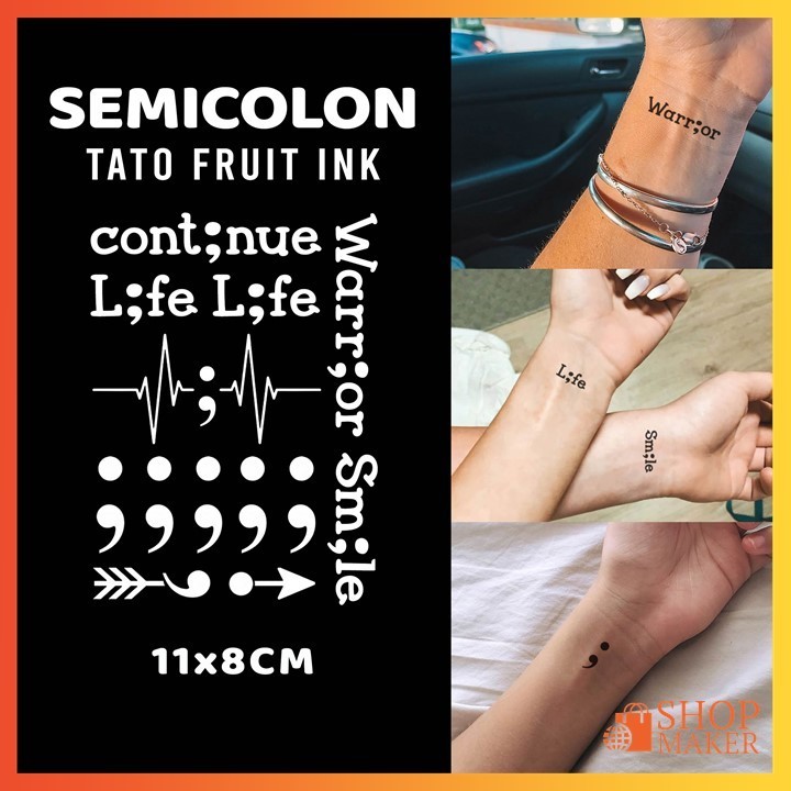 SEMICOLON Fruit Ink Tato Semi Permanen Tato Temporer 15 Hari Wudhu Friendly 11x8 cm