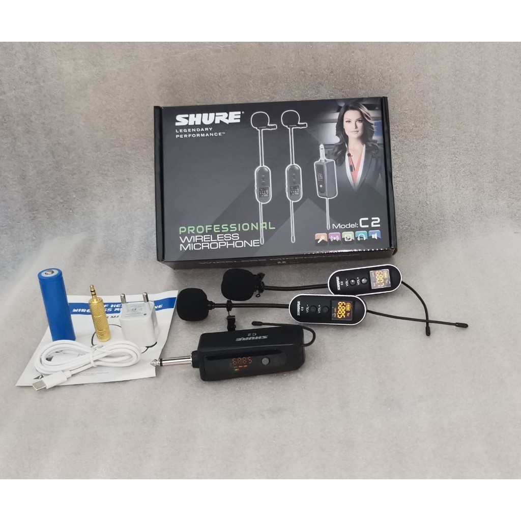 Grosir Mic Wireless Clip on/Jepit Shure C2 -- 2buah Mic Clip on