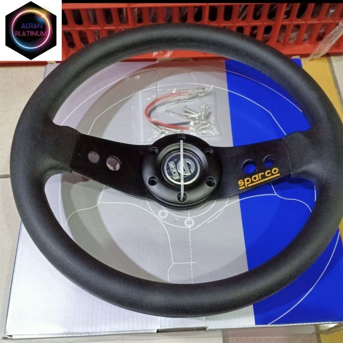 Stir setir racing mobil 13" inch model celong hitam universal