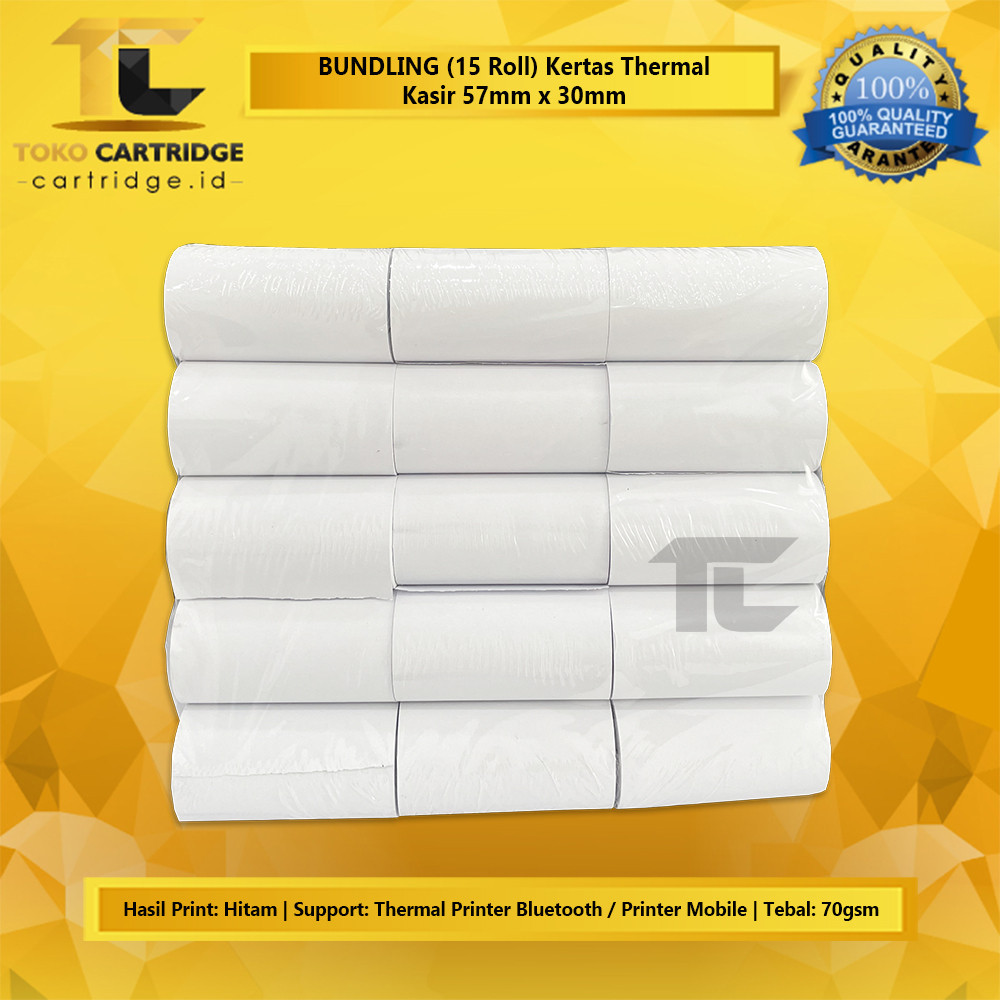 

New Kertas Kasir Thermall 15 Roll 57x30 57x30 58x30 58x30 EDC Core Tanpa Core