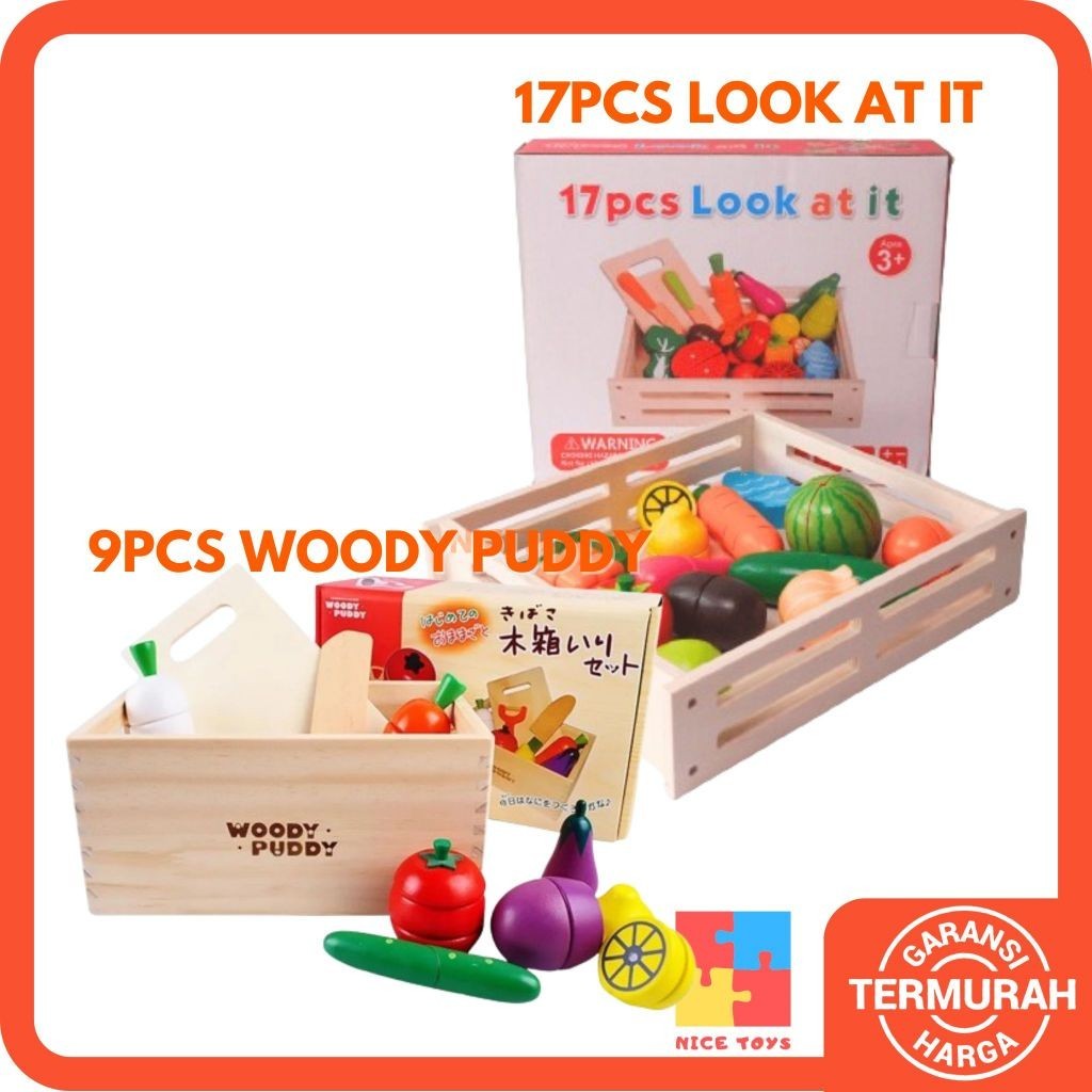 FC54ZA 17pcs Look At It 9pcs Woody Puddy Mainan Masak Masakan Wooden Toys Mainan Kayu Mainan Dapur A
