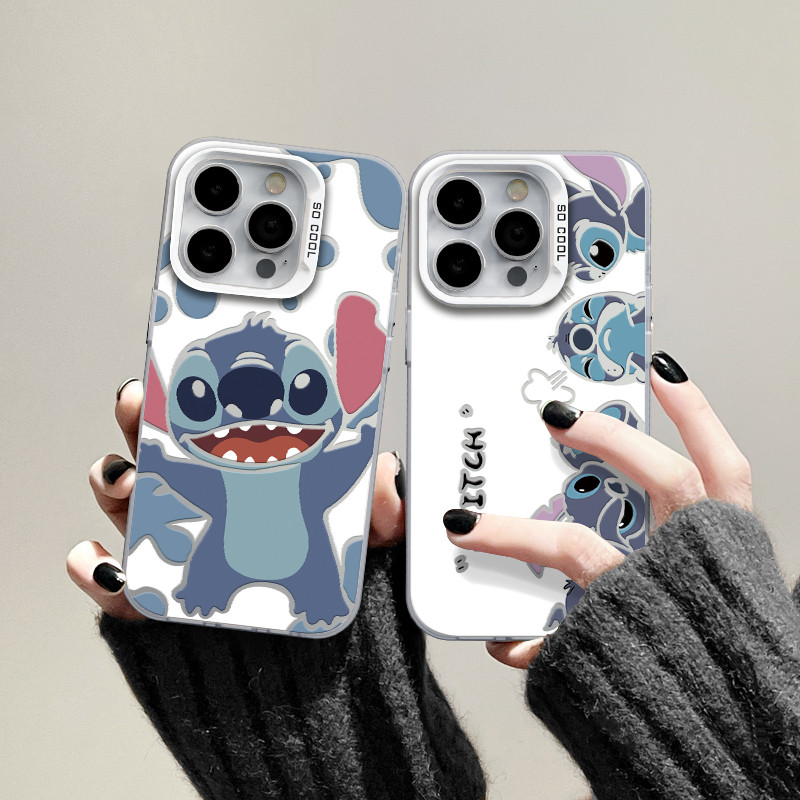 Casing keras kartun Couple Stitch Case hp iPhone 11 PRO MAX XS XR 12 13 14 15 PLUS