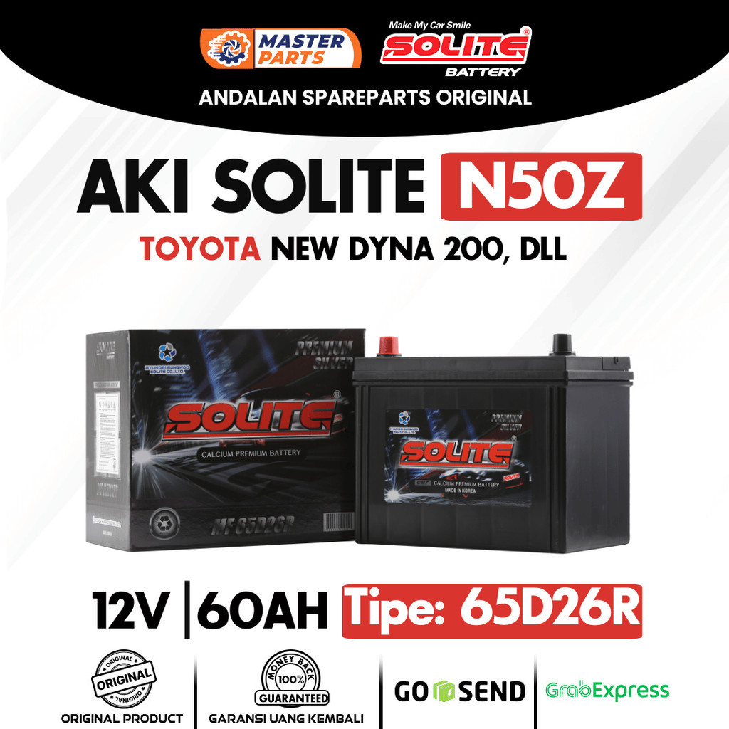 Aki Mobil Solite N50Z 12V 60Ah Aki Kering