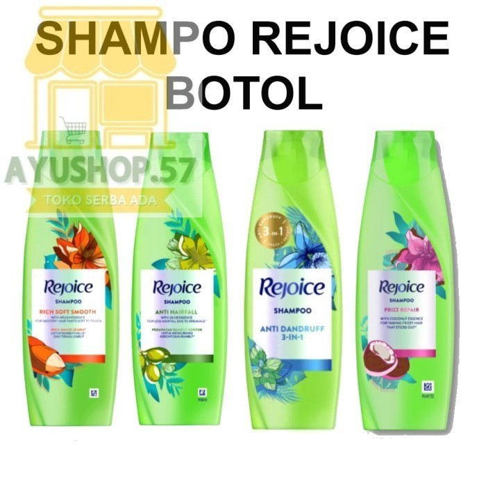 

SHAMPOO REJOICE BOTOL - ANTI KETOMBE, 150ML - AYUSHOP57