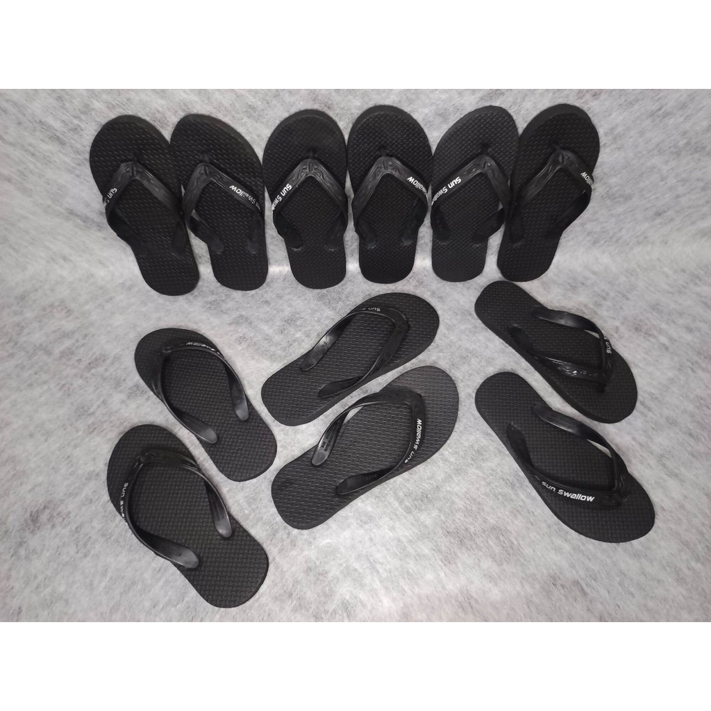 (6 Pasang) Sandal Jepit Pria Sun Swallow Hitam Jumbo Size 12