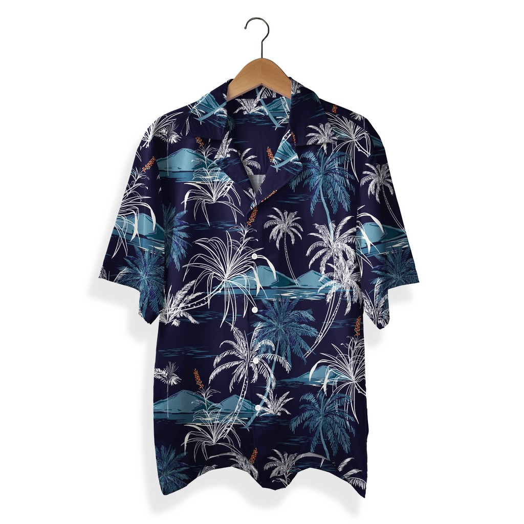 Kemeja Pria - Beautiful Aloha monotone blue