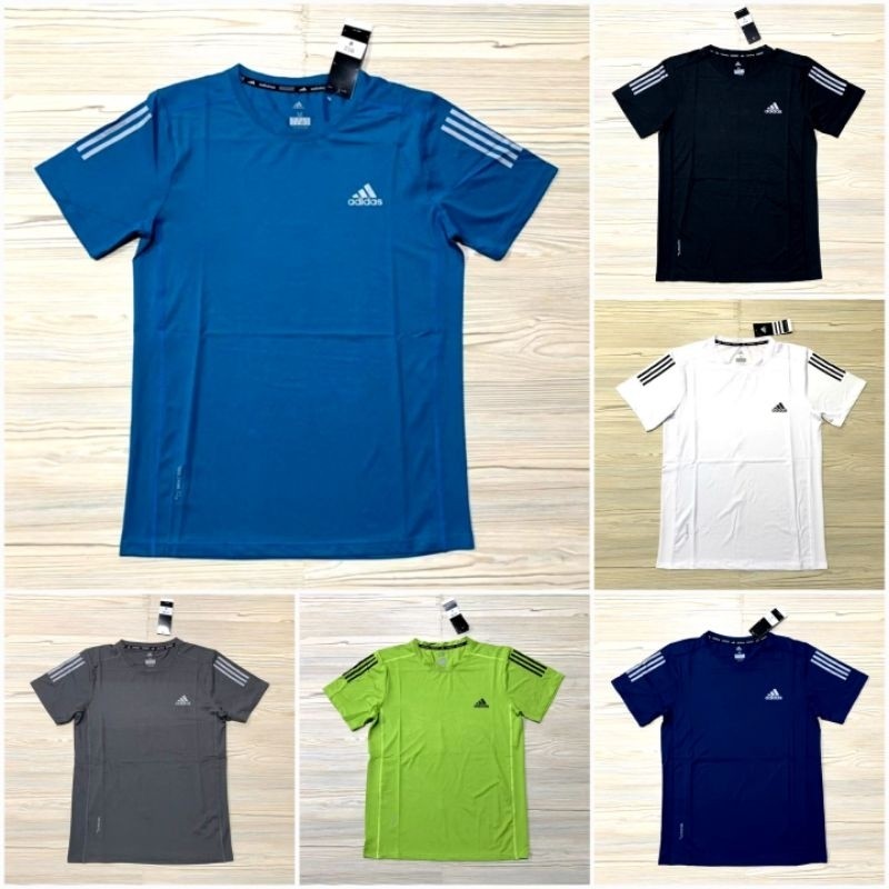 AY84HN KAOS OLAHRAGA ADIDAS IMPORT CLIMALITE PREMIUM SMALLPORI RUNNING T-SHIRT PUTIH HITAM BIRU TOSC