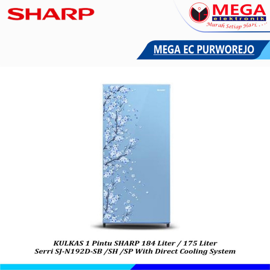 LEMARI ES SHARP 1 PINTU SJ-N192D-SP/SH/SB / SJ N192 D / SJN192D