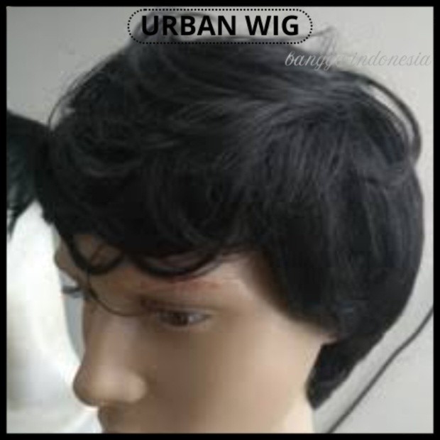 [BISA COD] Wig Pria Pendek Poni Model Ikal