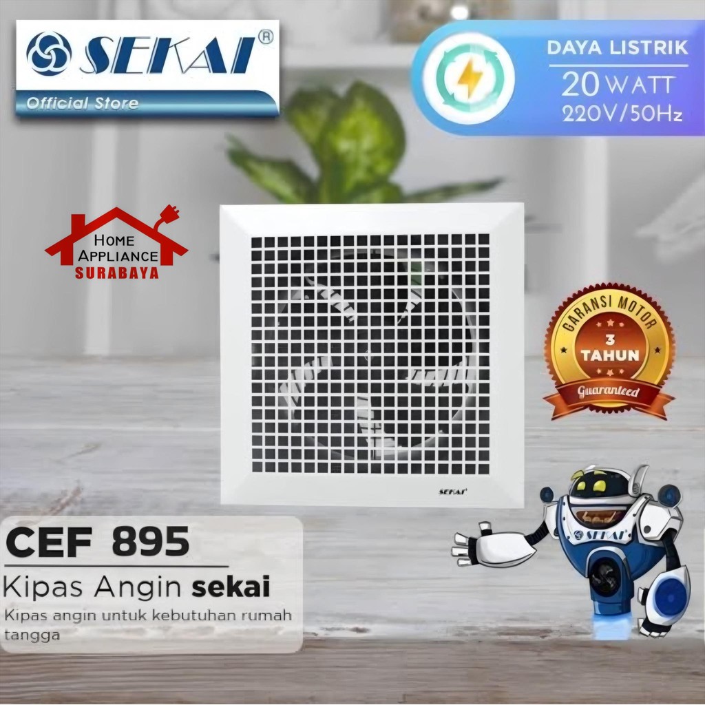 Exhaust Ceiling Fan Kipas Angin Hexos Plafon 8 Inch CEF 895
