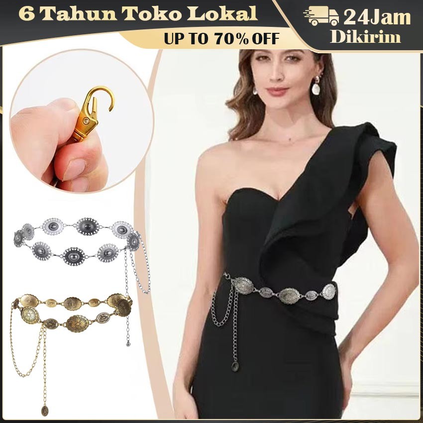Retro Gaya Etnik Logam Bohemian Dress Kemeja Rantai Pinggang / Sabuk Wanita Pria Fashion Rantai Ping
