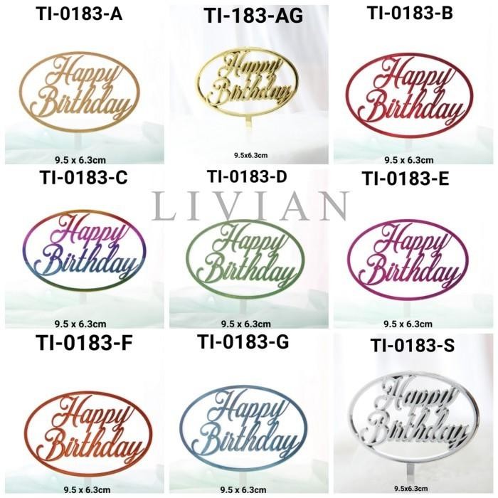 

lv GR-TI-0183 Cake topper tulisan plastik happy birthday ultah besar oval - TI-0183-D HIJAU