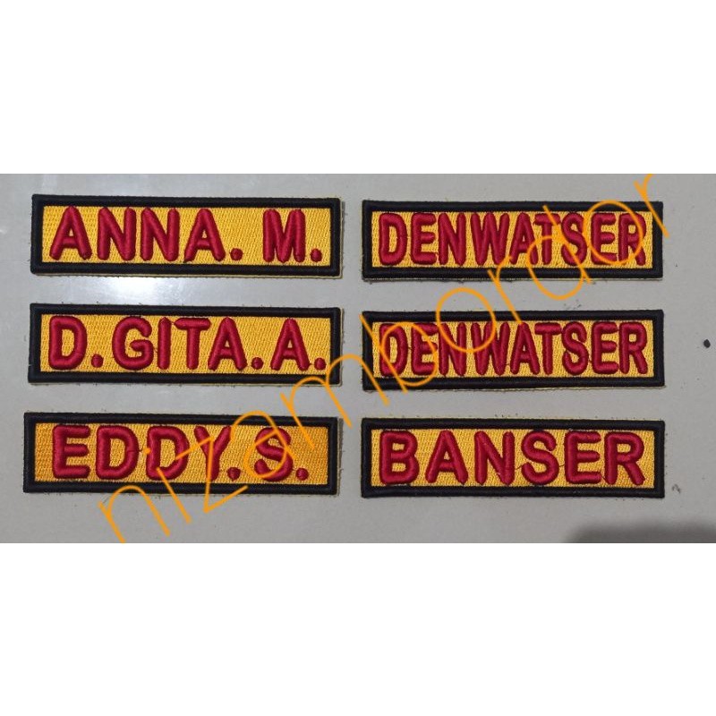 Bordir bet/bed/badge/atribut/emblem BORDIR NAMA/BANSER/DENWATSER TIMBUL 3 DIMENSI