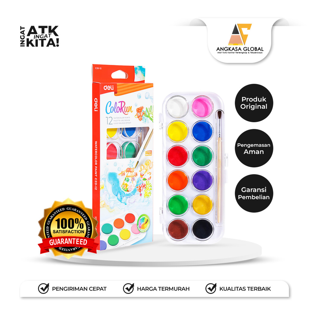 

DELI CAT AIR PADAT/ WATERCOLOR PAINTS 12 C20-12 (1SET)