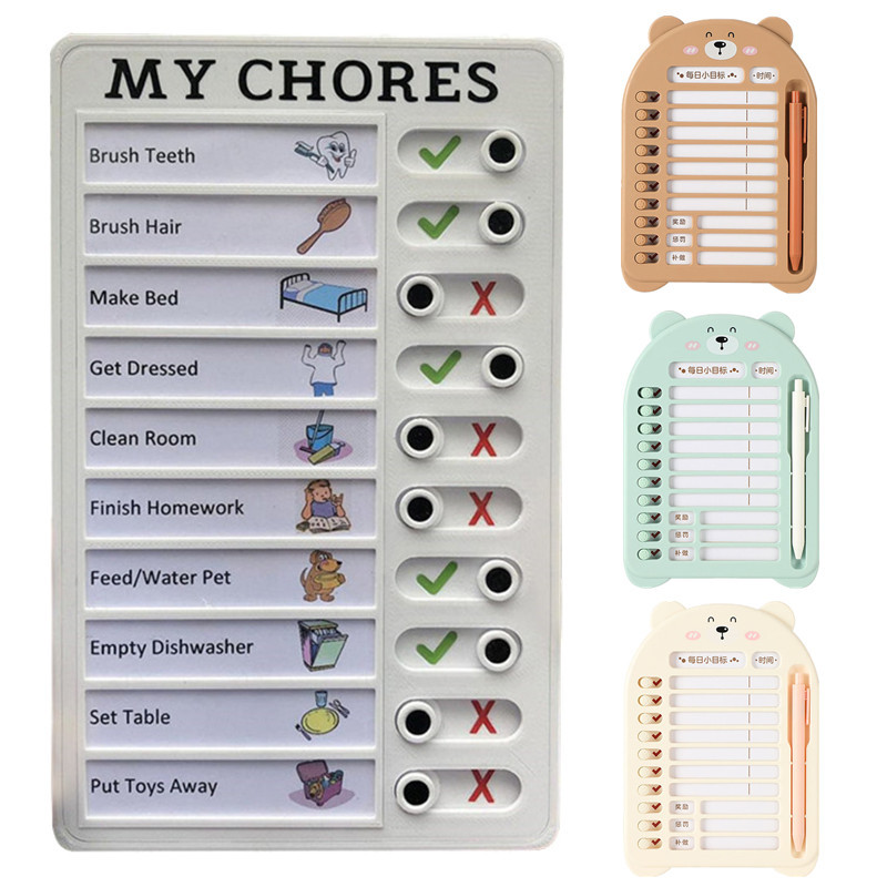 

Reusable Chore Chart Planning Board Portable Memo Checklist Board for Kids Detachable Plastic Daily Task Schedule Reminder Chart