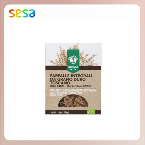 

PROBIOS Farfalle Durum Whole Wheat Pasta 500gr - Vegan Organik