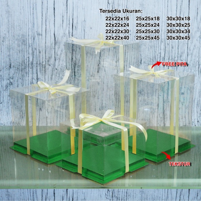 

Cake Box Mika Dus Kue Kotak Kue 30x30 cm Tutup Transparant PET - Hitam, 30x34