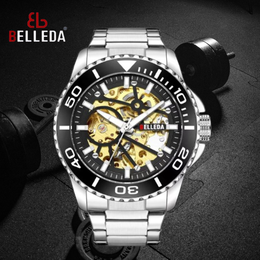Jam Tangan Pria Belleda 9485 Automatic Stainles Steel Anti Air 3 Atm Garansi Original Watches