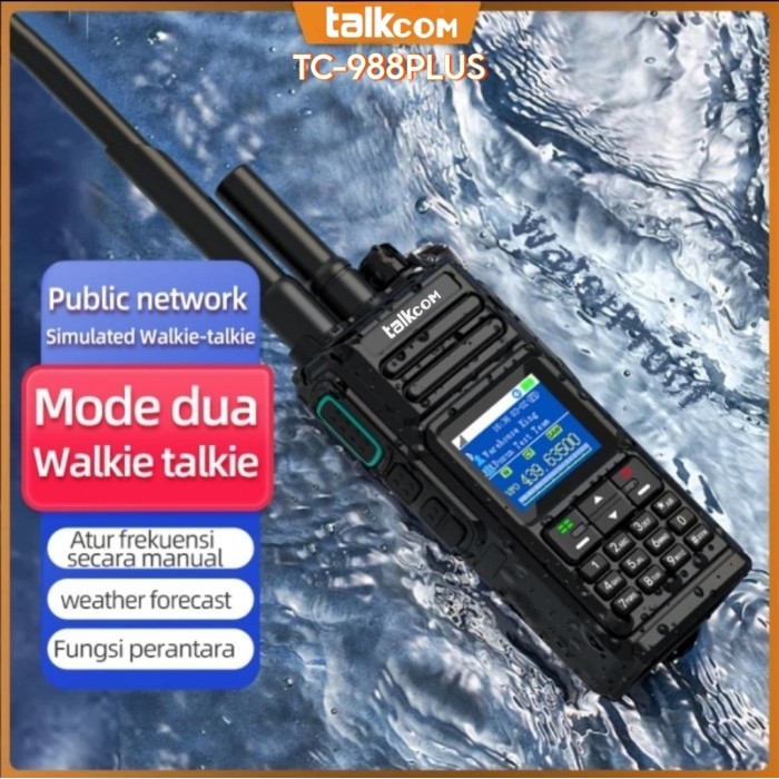 Talkcom TC-988PLUS Hybrid Radio HT PoC+Analog 10 Watt Waterproof IP68 Server PoC Global Permanen Fre